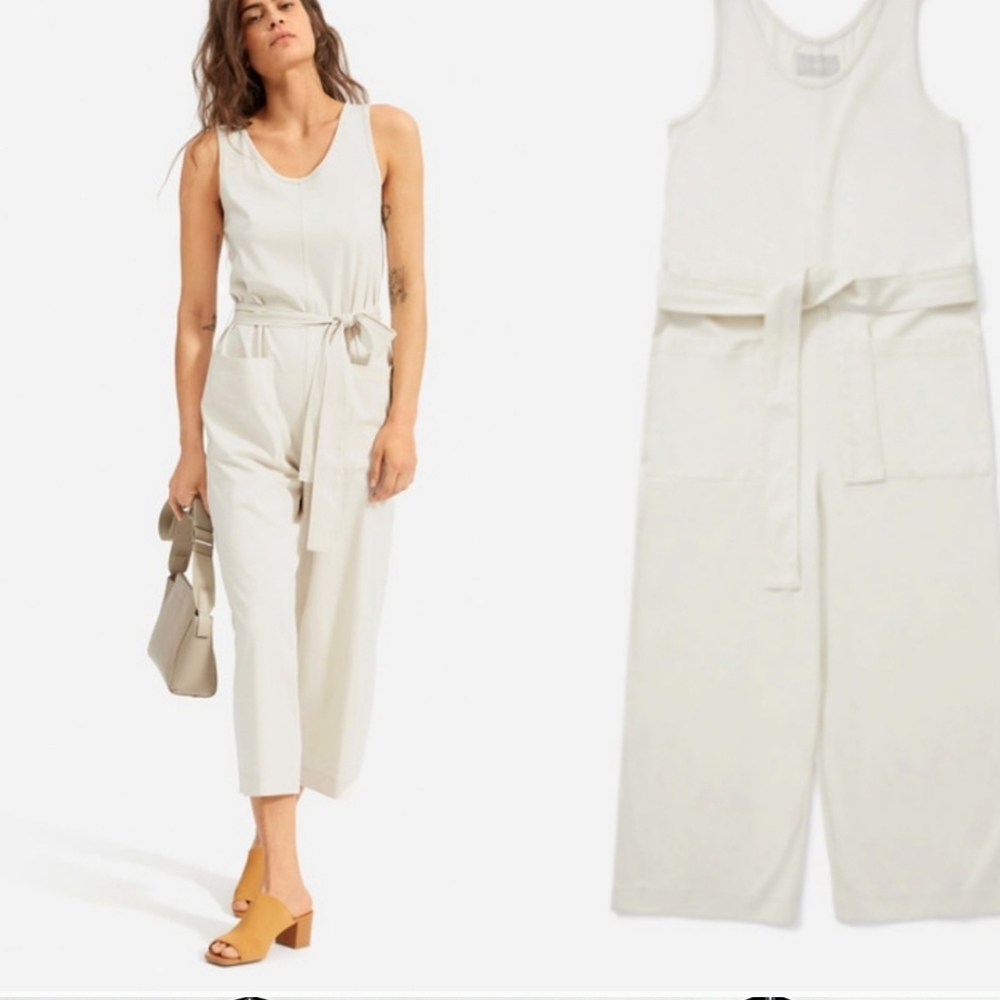 Everlane The Luxe Cotton Jumpsuit Sandstone M